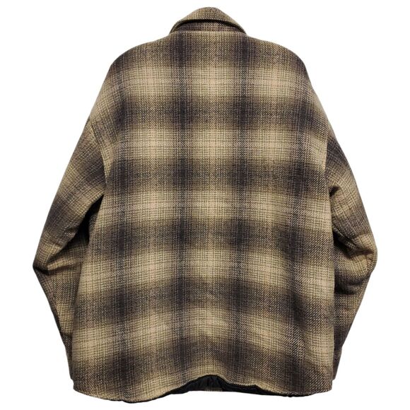 Vintage DASH CLASSICS Jacket Mens Large Beige Plaid Flannel Shacket Quilted Hunt - Picture 7 of 11